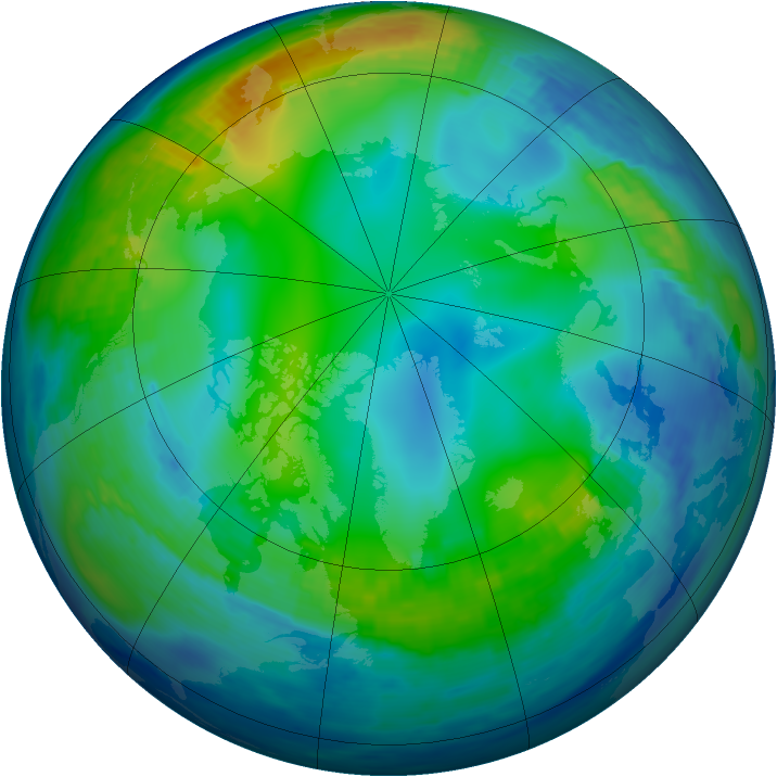 Arctic ozone map for 25 November 1992